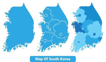 Bluescale South Korea map in different style border outline illustration set vector