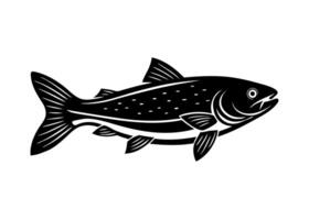 A black and white fish on a white background vector