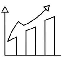 A graph chart with arrows going up vector