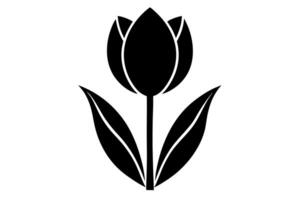 Black tulip flower icon on white background vector