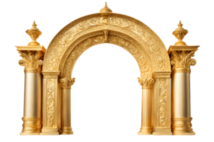 Golden Ornamental Arch with Columns Isolated on Transparent Background png