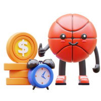 3D Basketball Character Showing Time Is Money Concept Suitable For Business And Financial Concepts png