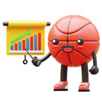 3D Basketball Character Pointing At Light Bulb With Magnifying Glass Suitable For Creative Ideas And Research Concepts png