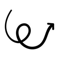 Single hand draw black and white spiral up arrow in doodle style isolated on white background. flat illustration sketch design element.Icon in wave shape. vector