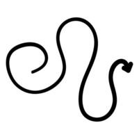 Single hand draw black and white arrow down in doodle style isolated on white background. flat illustration sketch design element.Icon in spiral,wave shape. vector