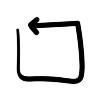 Single hand draw black and white arrow up in doodle style isolated on white background. flat illustration sketch design element.Icons, shape square. vector