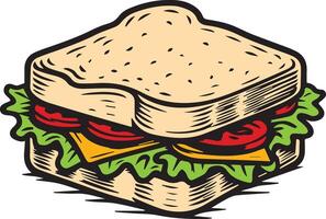 A sandwich with cheese and lettuce on it vector