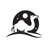 Elegant Monochrome 2D Camel Icon Featuring a White Background vector