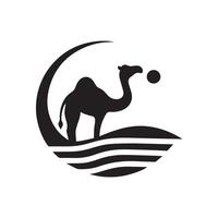 Minimalist 2D Camel Logo in Black and White on a White Background vector