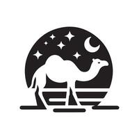 Stylish Black and White 2D Camel Emblem with a White Backdrop vector