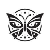 Minimalist Black and White 2D Butterfly Design with a White Backdrop vector