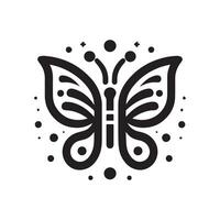 Stylized Black and White 2D Butterfly Icon Against a Crisp White Background vector