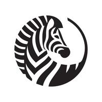 Minimalist 2D Zebra Logo in Black and White Set on a White Background vector