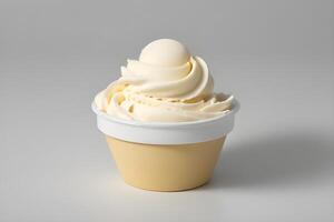 Vanilla Ice Cream Scoop Isolated on White Background illustration photo