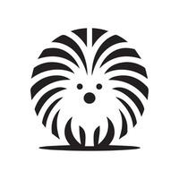 Black and White 2D Hedgehog Logo on a White Background vector