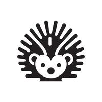 Monochrome 2D Animal Logo of a Hedgehog with a White Backdrop vector