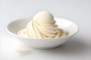 Vanilla Ice Cream Scoop Isolated on White Background illustration photo
