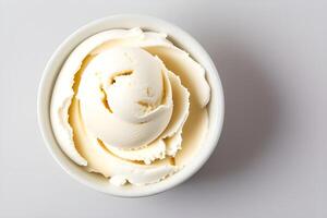 Vanilla Ice Cream Scoop Isolated on White Background illustration photo