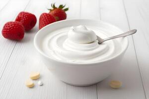 Fresh and creamy yogurt isolated on white background illustration photo