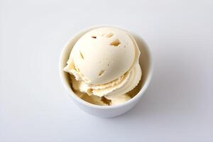 Creamy Vanilla Ice Cream Scoop Isolated on White Background illustration photo