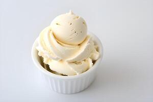 Vanilla Ice Cream Scoop Isolated on White Background illustration photo