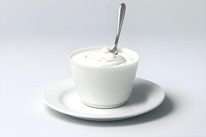 Fresh and creamy yogurt isolated on white background illustration photo