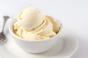 Vanilla Ice Cream Scoop Isolated on White Background GenerativeAI illustration photo