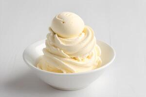 Vanilla Ice Cream Scoop Isolated on White Background illustration photo