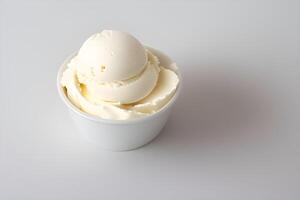 Vanilla Ice Cream Scoop Isolated on White Background illustration photo