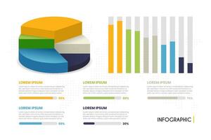 3d pie chart and bar, infographic for business presentation vector