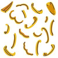 Flat set of pieces and slices of yellow bell pepper different angles, ideal for food designs vector
