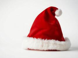 Studio photo of santa hat on white background