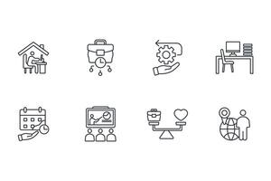 working from home icon set..Editable stroke.linear style sign for use web design,logo.Symbol illustration. vector