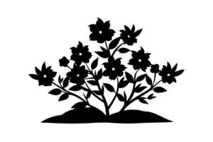 A black and white silhouette of a flower bush vector