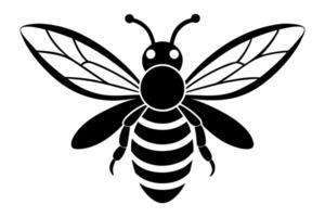 A black and white silhouette of a bee vector