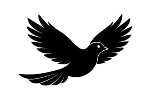 A black bird flying in the air on a white background vector