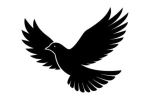 A black and white silhouette of a dove vector