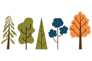 Set of trees in flat cartoon style vector