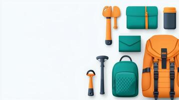 Essential Adventure Equipment for Camping and Climbing - Backpack, Tools, and Gear for Outdoor Enthusiasts photo