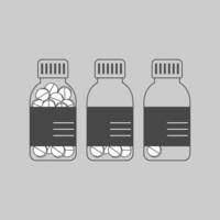 Three bottles of medication with pills inside, displayed in a simple design vector