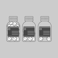 Medical containers with visible pills inside, arranged in increasing and decreasing order vector