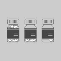 Minimalistic illustration of pill bottles in a row, filled with different amounts of drugs vector