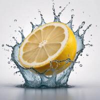 Lemon Half Splashing Into Water Creating a Crown of Splashes photo