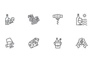 Wine icon set..Editable stroke.linear style sign for use web design,logo.Symbol illustration. vector