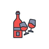 wine bottle with glass icon. .Editable stroke.linear style sign for use web design,logo.Symbol illustration. vector