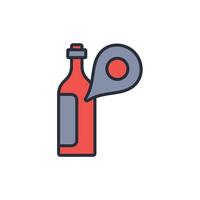 wine location icon. .Editable stroke.linear style sign for use web design,logo.Symbol illustration. vector