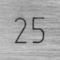 Scratched stainless steel numbers 304 or three hundred four on a piece metallic panel. Abstarct numeral background for design. photo