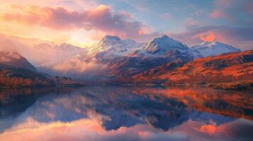 Majestic Mountain Lake Sunrise with Reflections photo