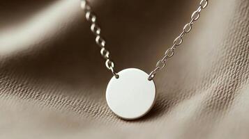 Minimalist Silver Necklace with Round Pendant Simple Jewelry Design photo