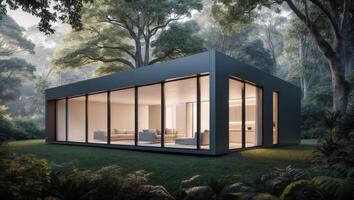 A modern house in the woods photo